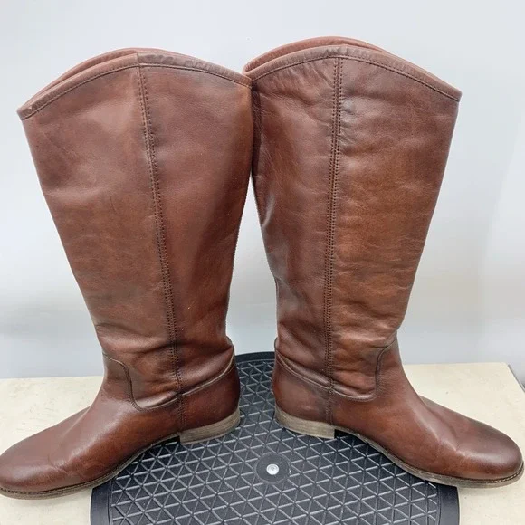 Frye Melissa Button 2 Boots Women Size 10 Shoes Brown Leather Tall Pull On - Picture 6 of 10